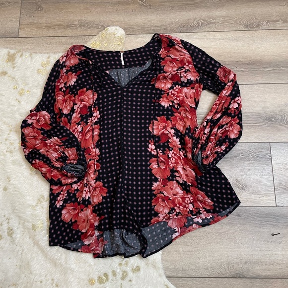 Free People Dresses & Skirts - Free people boho pink black floral tunic dress